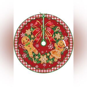 Gingerbread Man Christmas Tree Skirt 48 Inches Lace-up NWOT/NWOP